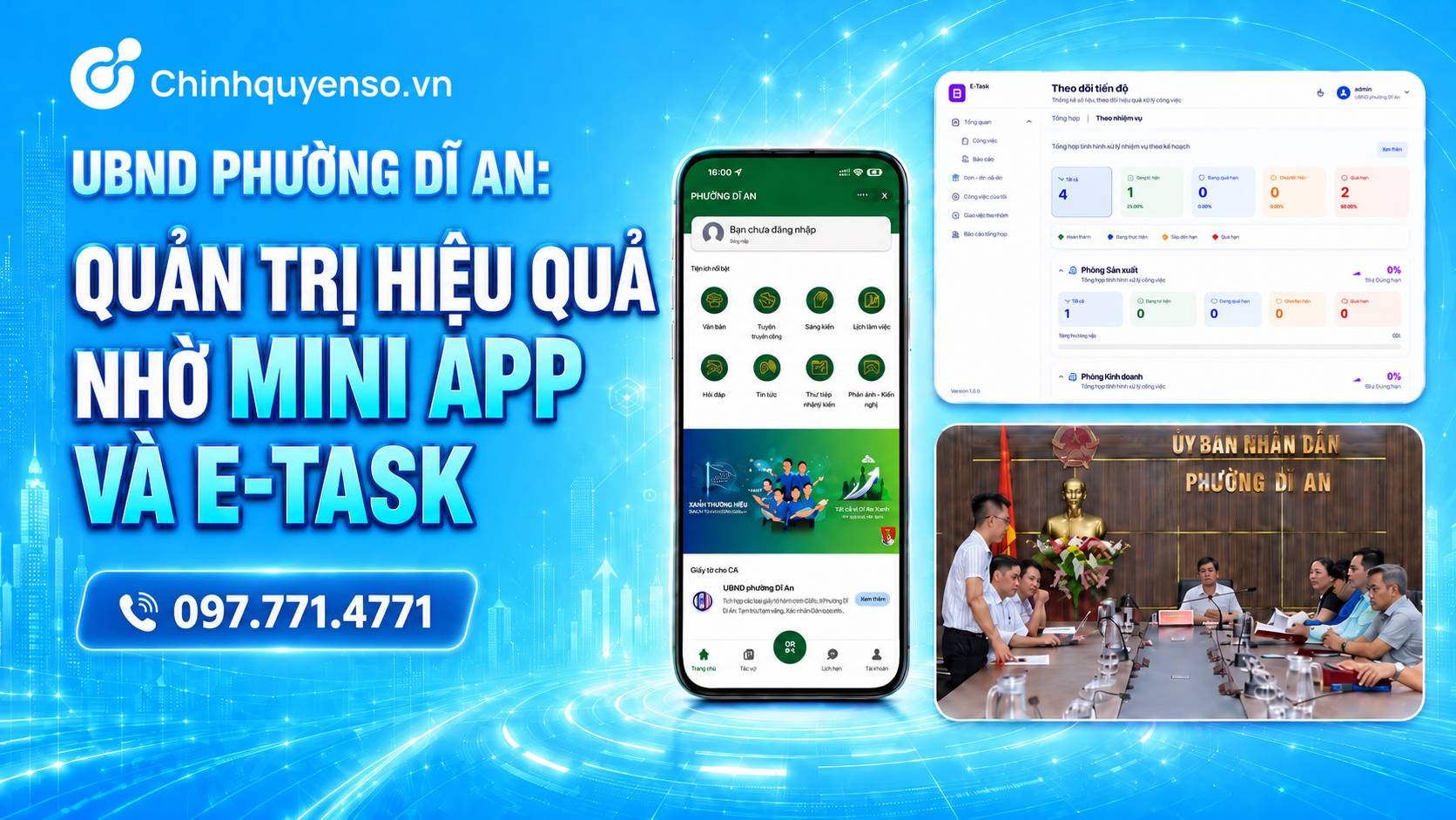 Dĩ An triển khai Mini App và E-Task: Mô hình chuyển đổi số cấp xã/phường hiệu quả