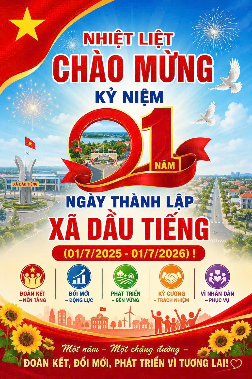 xã Dầu Tiếng kỷ niệm ngày thành lập (01/7/2025 - 01/7/2026)